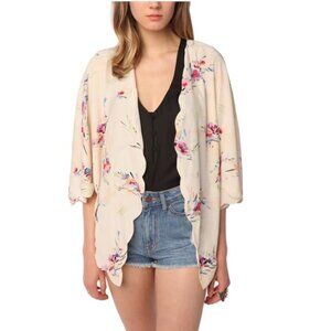 Urban Outfitters Kimchi Blue Scallop Edge Floral Open Kimono